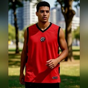 Air Jordan Red and Black Basketball Jersey